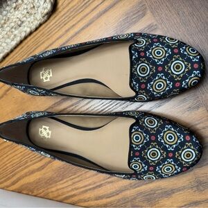 Ann Taylor Candace Printed Multicolor Patterned Smoking Loafers.
